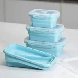 Collapsible Silicone Food Silicone Storage Containers with Lids – Stackable, BPA-Free, Microwave, Freezer Safe