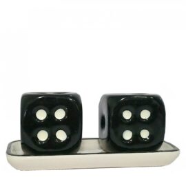 Dice Shaped Salt and Pepper Shaker Set with Tray