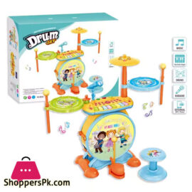Kids Jazz Drum Toys 2 In 1 Lights Electronic Piano With Keyboard Electric Musical Instrument Toys in Pakistan