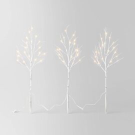 3pc 60ct 30" H Christmas LED Faux Birch Artificial Twig Stake Lights with Warm White LED's - Wondershop™