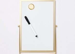 8"x12" Gold Framed Easel Desktop Dry Erase Board - Threshold™: Office Supplies, MDF & Aluminum, White Presentation Board