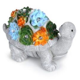 HOM Solar Turtle Statue - Solar Powered Turtle for Garden Decor with LED - Waterproof Solar Lights Outdoor for Patio, Yard, Porch