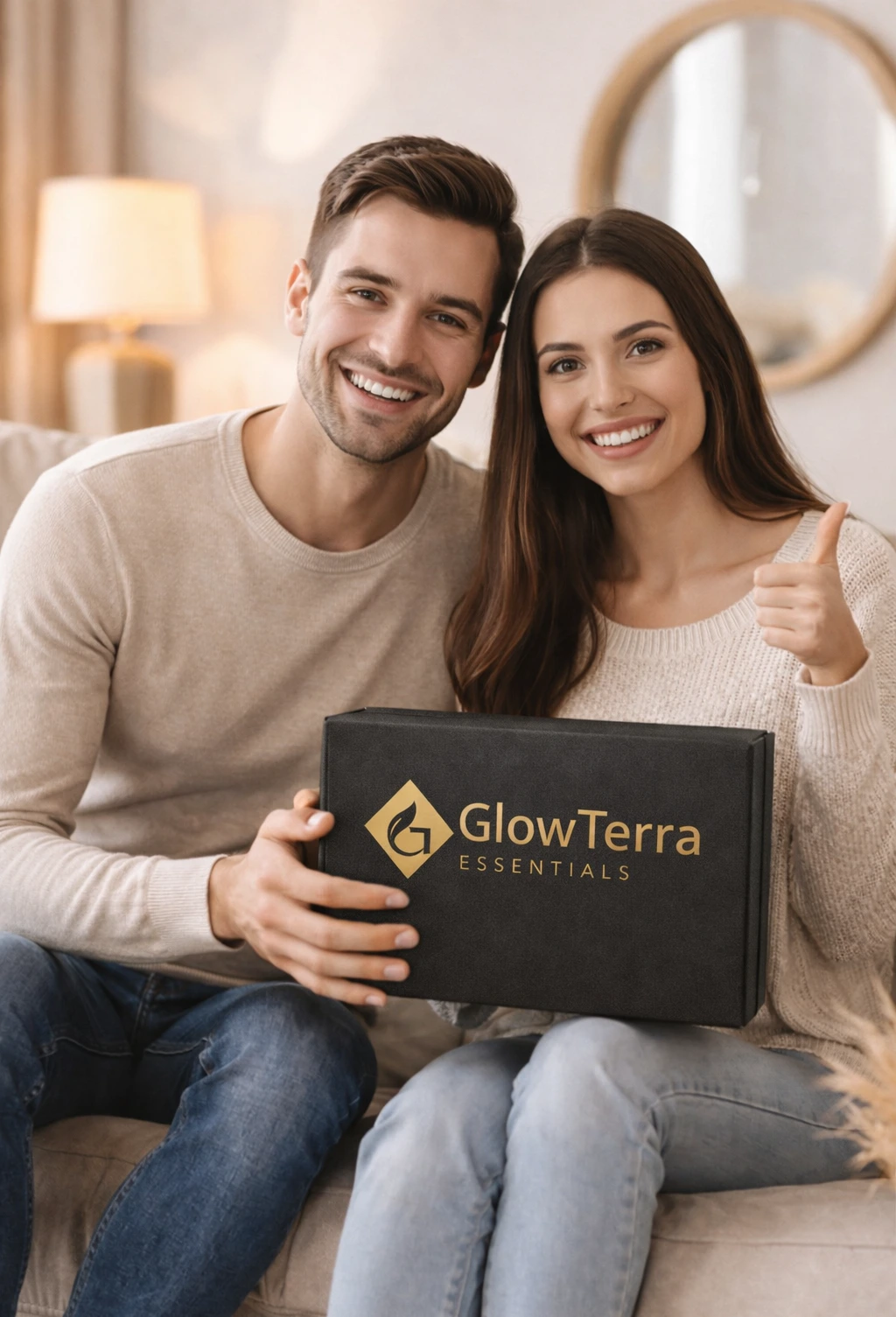 Happy couple with glowterra box